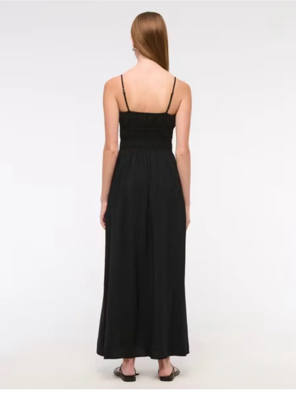 Abercrombie & Fitch Black Spaghetti-Strap Maxi Dress with Smocked Bodice